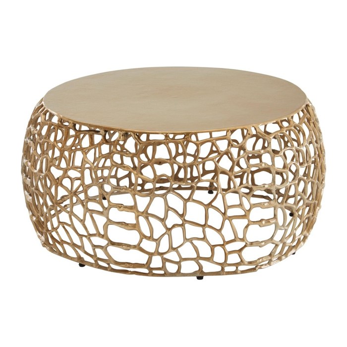 WOHNLING Couchtisch rund Aluminium gold 66,0 x 66,0 x 30,0 cm, 1 St.