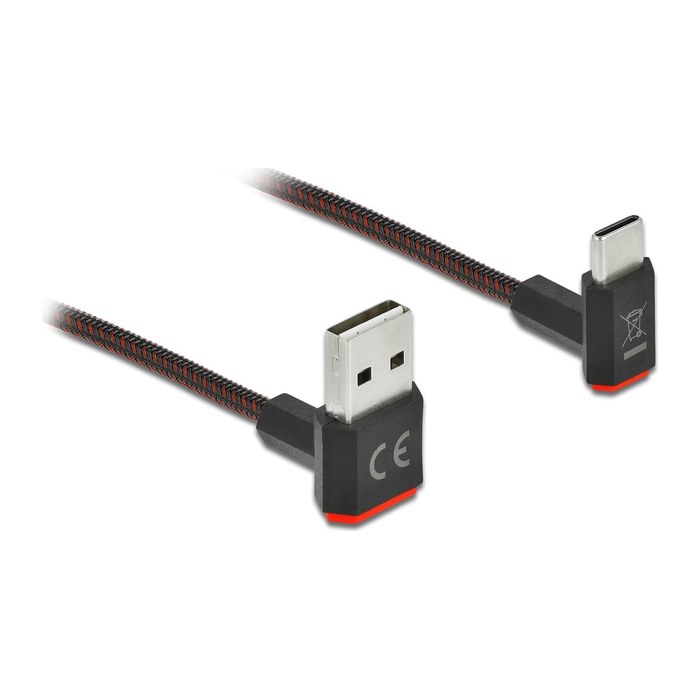 DELOCK USB-A 2.0 Stecker zu USB-C Stecker gewinkelt 0,5m SW