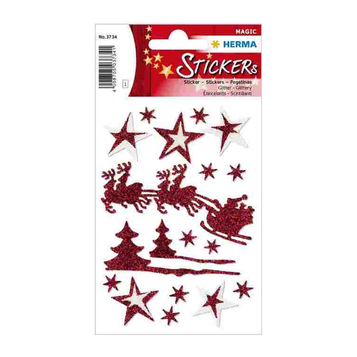 HERMA Aufkleber Weihnachtsmotive, rot, 18 Etiketten