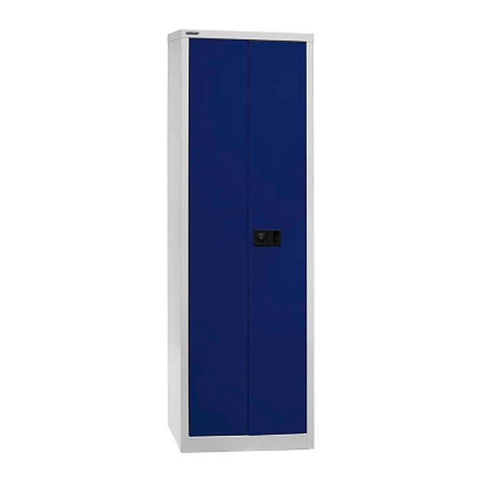 BISLEY Stahlschrank Universal E782A04B6505 lichtgrau, oxofordblau 4 Fachböden 60,0 x 40,0 x 195,0 cm, aufgebaut, 1 St.