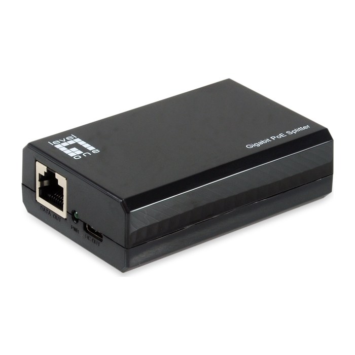 LevelOne PoE Gigabit Splitter RJ45/USB-C 1Gbps 50W schwarz