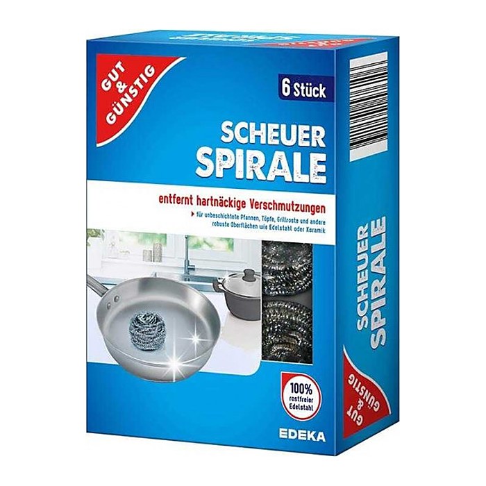 GUT&GÜNSTIG Scheuerspirale Edelstahl-Topfreiniger, 6 St.