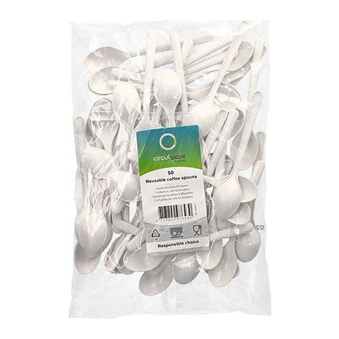 circulware RESBONSIBLES Mehrweg-Kaffeelöffel, Kunststoff weiß, 50 St.