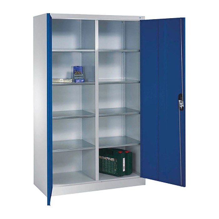 CP Stahlschrank 8931-311 S10123 lichtgrau, enzianblau 4 Fachböden 120,0 x 50,0 x 195,0 cm, aufgebaut, 1 St.