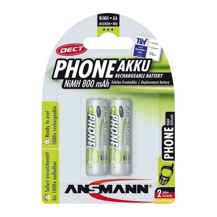 ANSMANN Akkus DECT Ni-MH Mignon AA 800 mAh, 2 St.
