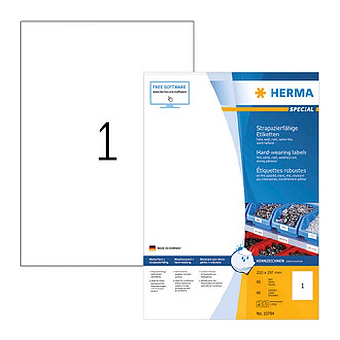 HERMA Folienetiketten weiß 210,0 x 297,0 mm, 80 Blatt