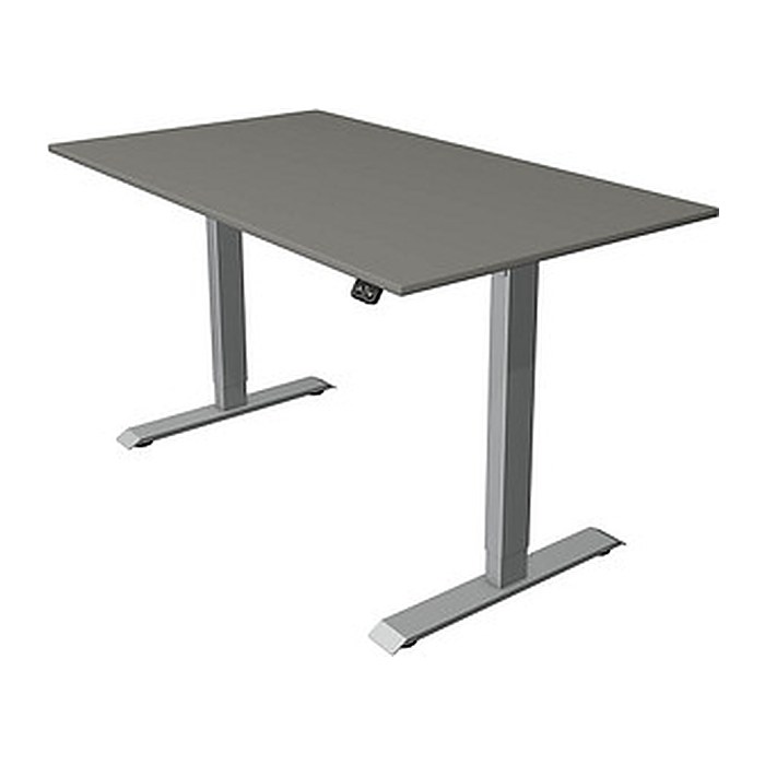 Kerkmann Move 1 elektrisch höhenverstellbarer Schreibtisch grafit rechteckig, T-Fuß-Gestell silber 140,0 x 80,0 cm