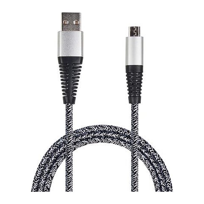 2GO USB Lade-/Datenkabel USB-A-Micro-USB 100cm Nylon silber