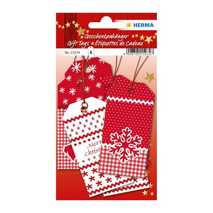 HERMA Weihnachtsgeschenkanhänger White Christmas 6 Stück