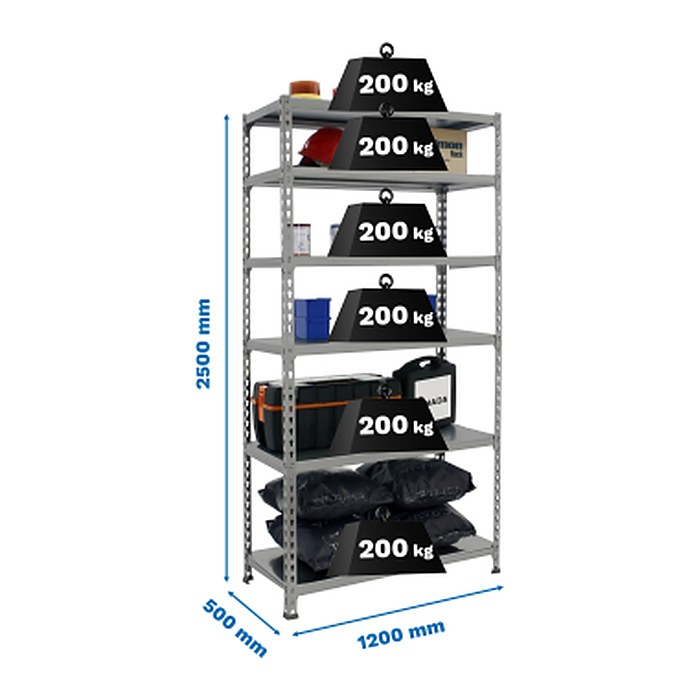 Simonrack Schwerlastregal SIMONCLICK MEGAPLUS 8425437091612 grau 120,0 x 50,0 x 250,0 cm