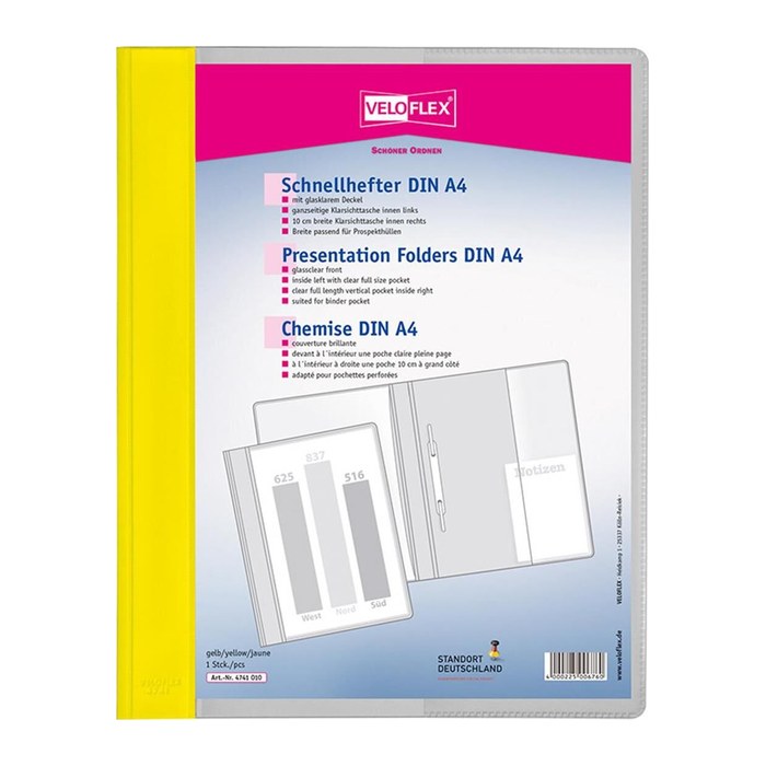 VELOFLEX Schnellhefter VELOFORM® Kunststoff gelb DIN A4 überbreit, 1 St.