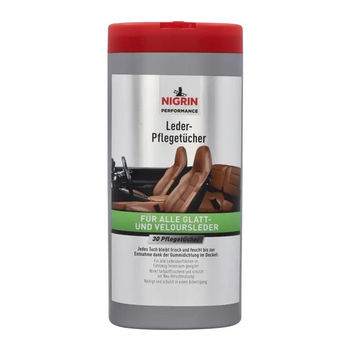NIGRIN feuchte Reinigungstücher Performance Lederpflege 1-lagig weiß, 30 St.