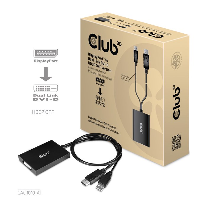 Club3D Adapter DisplayPort > DVI-D HDCP OFF aktiv St/Bu retail