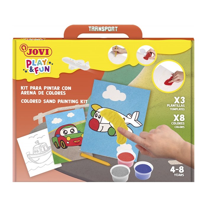 JOVI Bastelset Play & Fun Sand Painting Kit Transport mehrfarbig