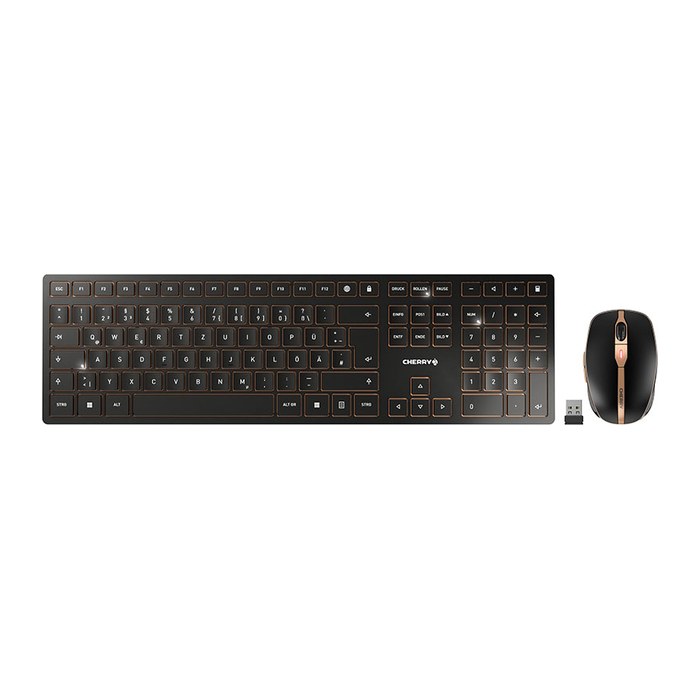 CHERRY DW 9100 SLIM Tastatur-Maus-Set kabellos schwarz, bronze