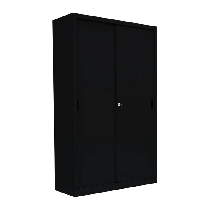 LÜLLMANN Schiebetürenschrank, 550169 tiefschwarz 4 Fachböden 120,0 x 45,0 x 195,0 cm