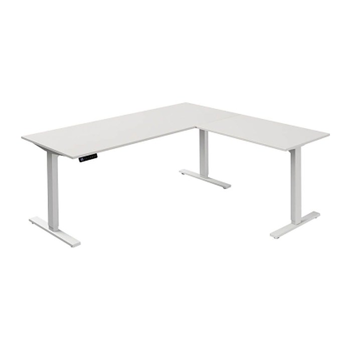 Kerkmann Move 3 elektrisch höhenverstellbarer Schreibtisch weiß L-Form, T-Fuß-Gestell weiß 180,0 x 80,0 cm