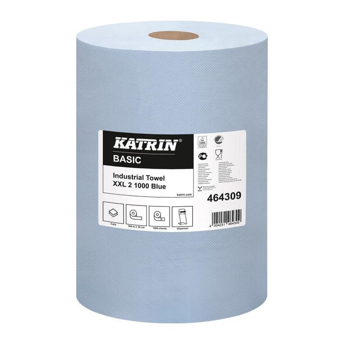 KATRIN Putztuchrollen XXL 2 Blue 2-lagig blau, 1.000 Blätter, 2 Rollen