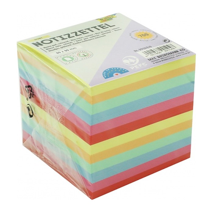 folia Notizzettel lose farbsortiert 9,0 x 9,0 cm, ca. 700 Blatt, 1 Pack