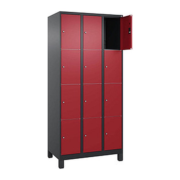 CP Schließfachschrank Classic Plus rubinrot, schwarzgrau 080010-304 S10039, 12 Schließfächer 90,0 x 50,0 x 195,0 cm