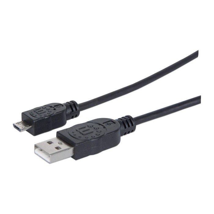 MANHATTAN USB Kabel A -> micro B St/St 1.80m sw