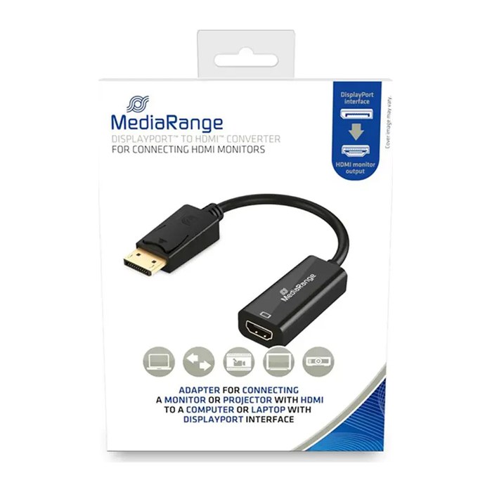 MediaRange HDMI Buchse/DP STecker 10 Gbit/s 15cm schwarz