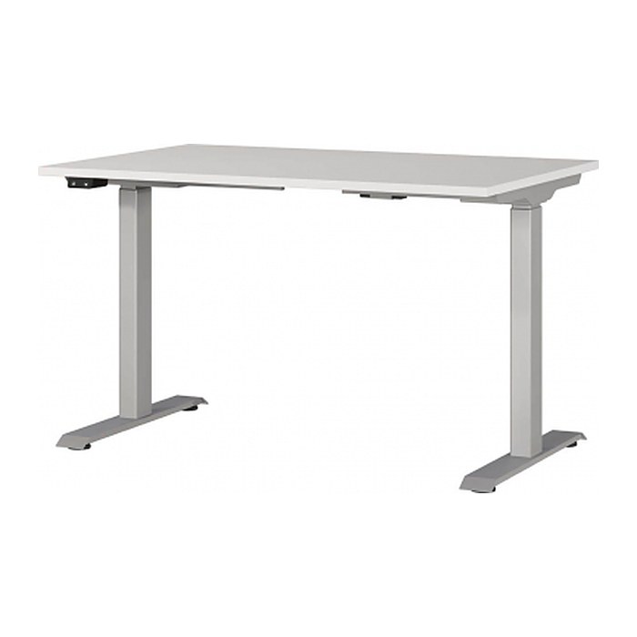 GERMANIA JET höhenverstellbarer Schreibtisch lichtgrau rechteckig, T-Fuß-Gestell silber 120,0 x 80,0 cm