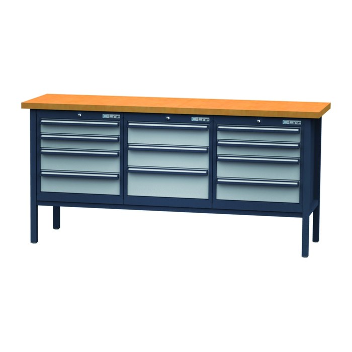 Simplaflex® Systemeinrichter Werkbank C-Line anthrazit, RAL 7016, lichtgrau, RAL 7035 7 Schubladen 200,0 x 60,0 x 96,0 cm