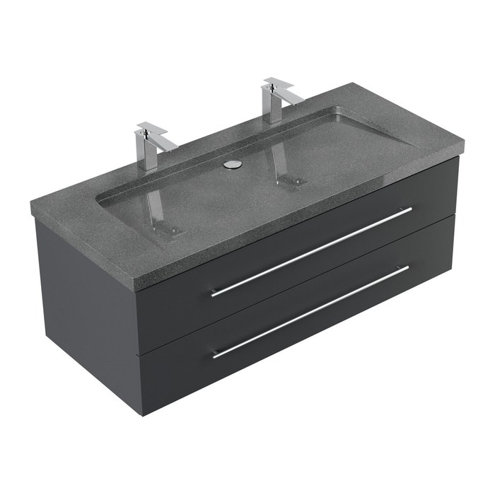 POSSEIK Waschbecken mit Unterschrank YAMO 130 grafit 130,0 x 45,0 x 50,0 cm