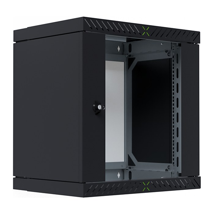 EFB 19" Wandgehäuse X-Rack mit Glastür 400-600mm 12HE schw.