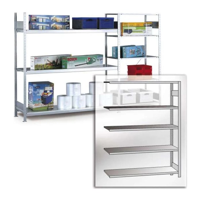 SCHULTE Anbau-Schwerlast-Weitspannregal WS 2000 15523 silber 225,0 x 50,0 x 200,0 cm
