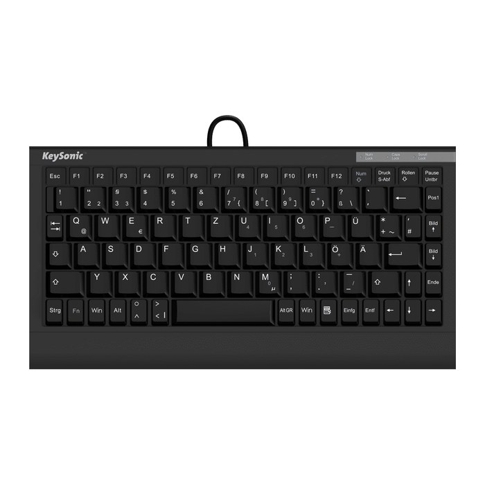 KeySonic Mini Tastatur ACK-595C+ PS/2 USB DE Layout Schwarz
