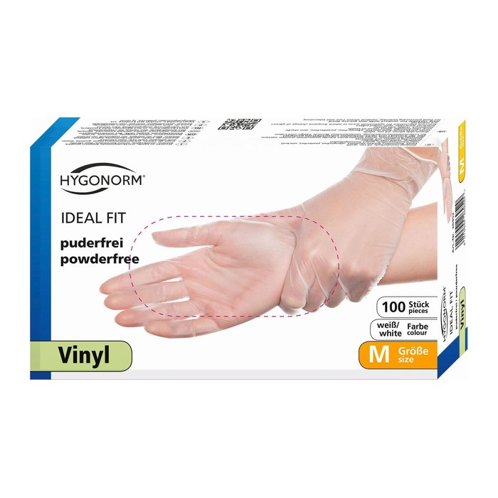 HYGONORM unisex Einmalhandschuhe IDEAL FIT weiß Größe M, 100 St.