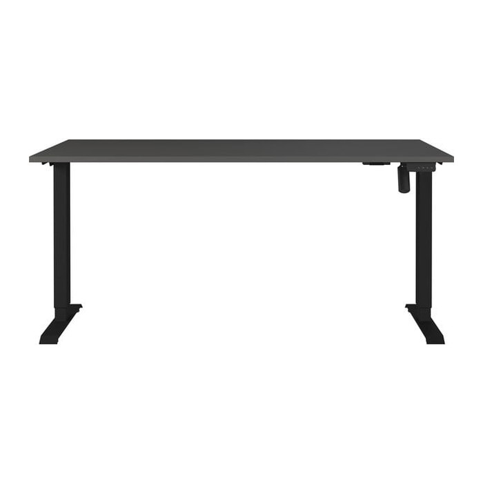GERMANIA Boras höhenverstellbarer Schreibtisch grafit rechteckig, T-Fuß-Gestell schwarz 160,0 x 80,0 cm