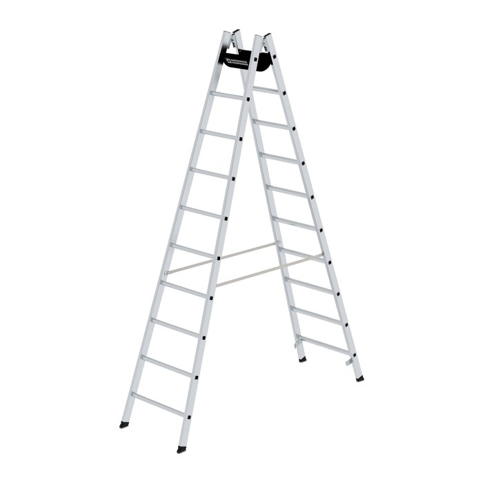 MUNK Stehleiter beidseitig 33020 silber 2x 10 Sprossen, H: 295,0 cm