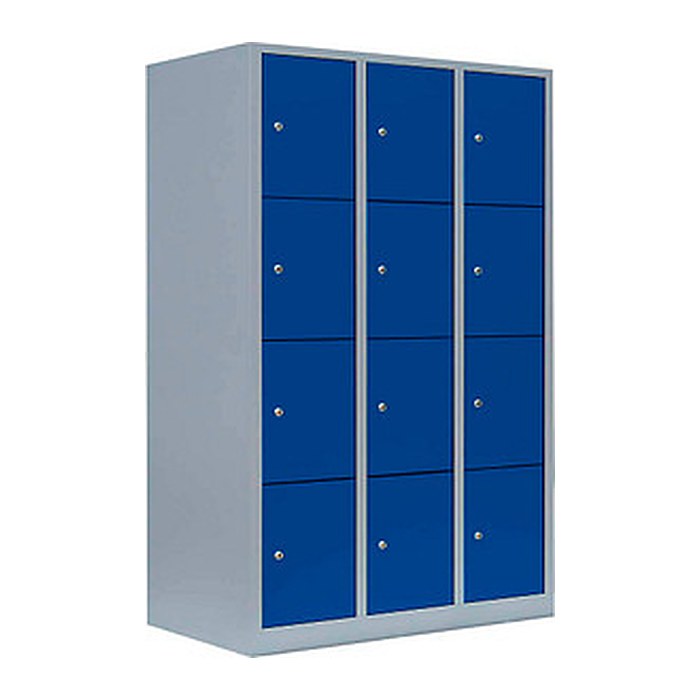 LÜLLMANN Schließfachschrank enzianblau, lichtgrau 523431, 12 Schließfächer 118,5 x 50,0 x 180,0 cm