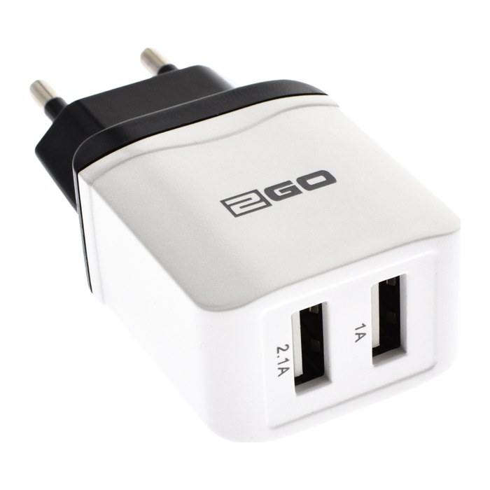 2GO Ladegerät 10,5W 2-Port 2x USB-A, weiß