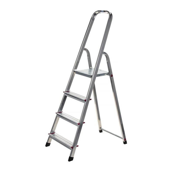 KRAUSE Stehleiter einseitig CORDA silber 4 Stufen, H: 150,0 cm