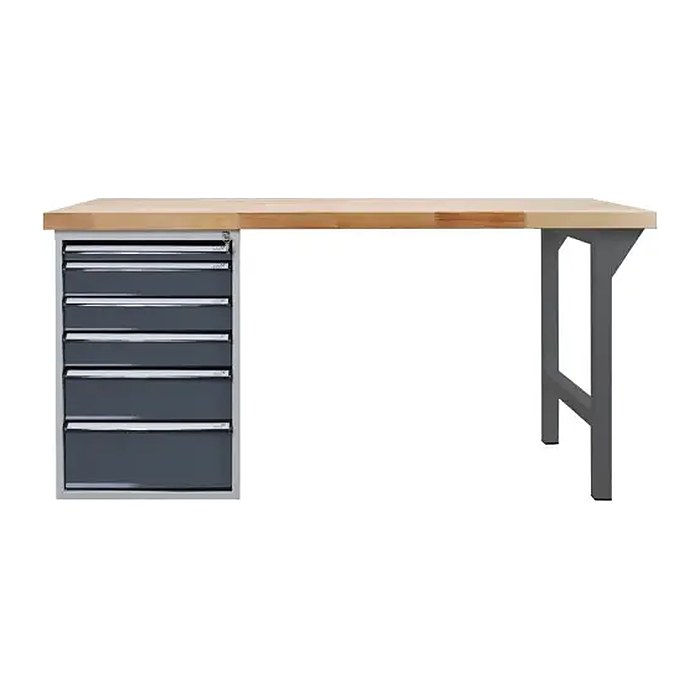ADB Werkbank anthrazitgrau, lichtgrau 6 Schubladen 150,0 x 75,0 x 85,0 cm