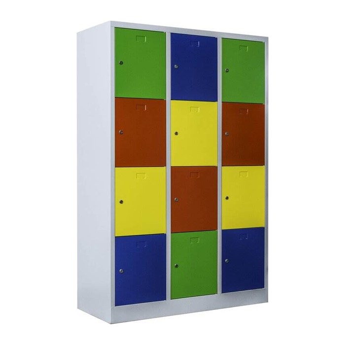 ClassiX Schließfachschrank lichtgrau, bunt X-523432, 12 Schließfächer 118,5 x 50,0 x 180,0 cm