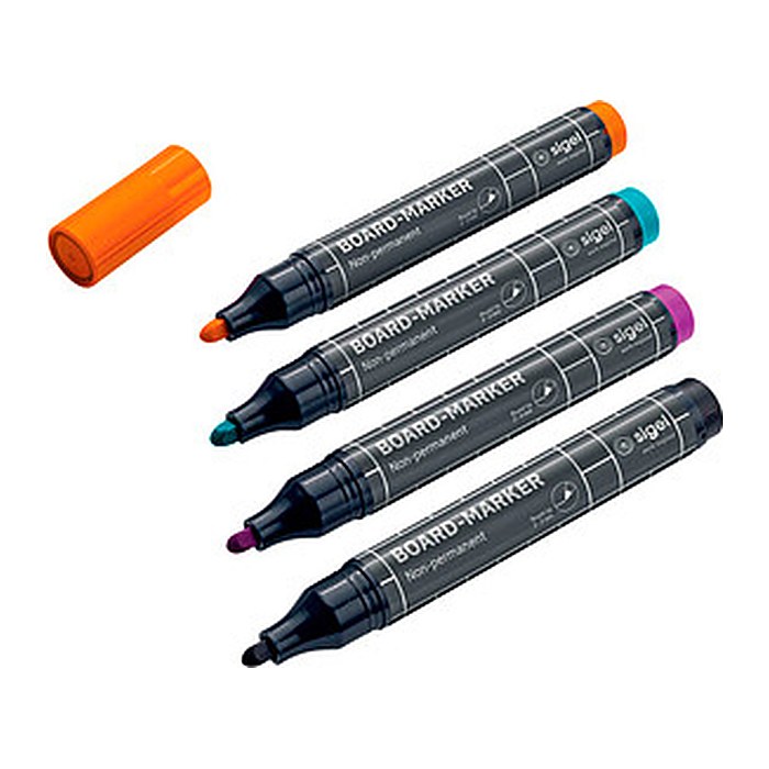 SIGEL Whiteboard- und Flipchart-Marker farbsortiert 2,0 - 3,0 mm, 4 St.