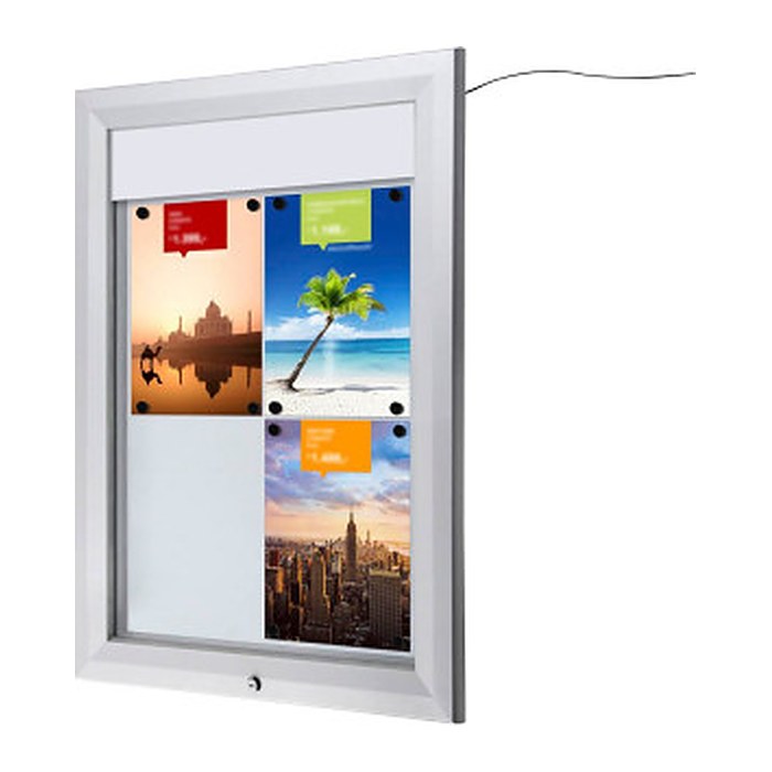 Showdown® Displays Schaukasten T LED silber 4x DIN A4 58,5 x 4,7 x 86,0 cm, 1 St.