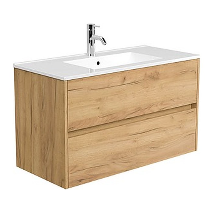 POSSEIK Waschbecken mit Unterschrank LIMES 100 eiche gold 100,0 x 46,5 x 58,5 cm