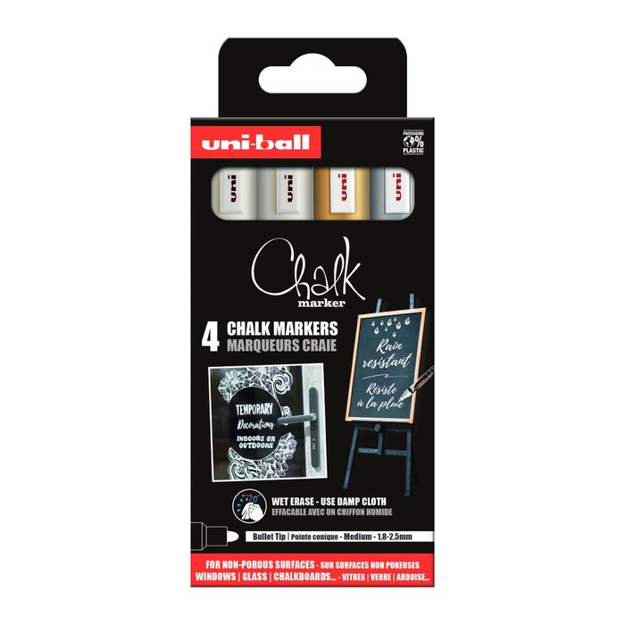 uni-ball Chalk PWE-5M Kreidemarker farbsortiert 1,0 - 2,0 mm, 4 St.