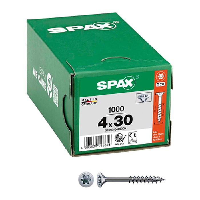 SPAX® Universalschrauben T20 Senkkopf WIROX 0191010400305 4 mm x 30 mm, 1.000 St.