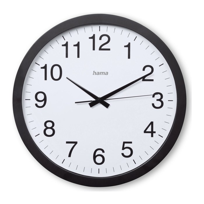 hama Wanduhr Aruba weiß schwarz Kunststoff, Ø 40,0 cm