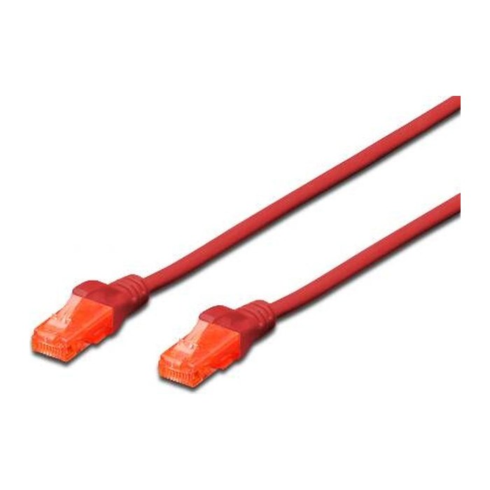 DIGITUS Patchkabel RJ45 U/UTP Cat6 1.00m rot Hebelschutz Polybeutel