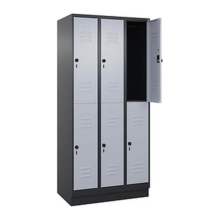 CP Spind Classic PLUS schwarzgrau, weißaluminium 080320-30 S10156, 6 Schließfächer 90,0 x 50,0 x 195,0 cm