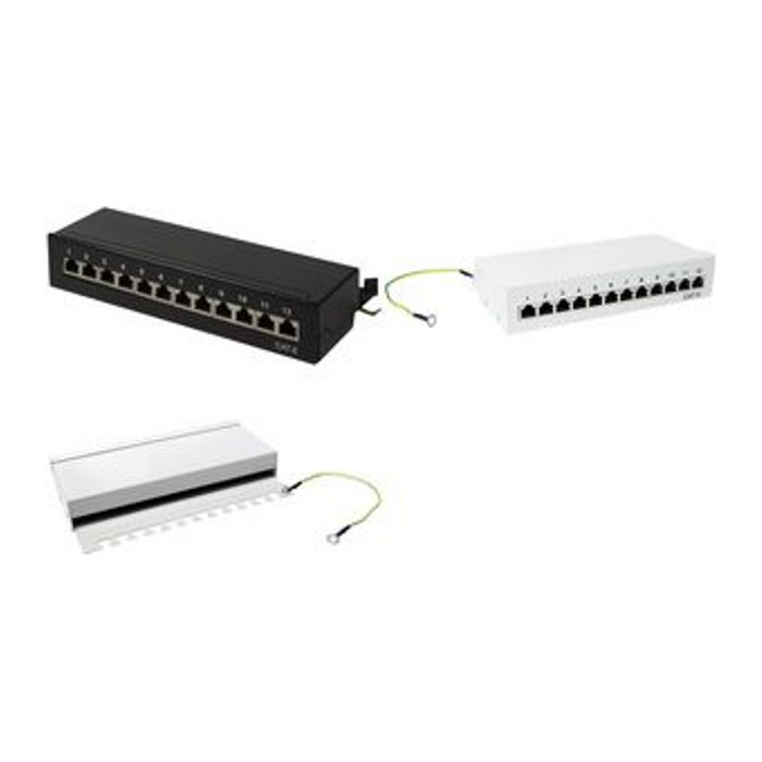 Logilink Patchpanel Tisch/Wand Cat.6 STP 12 Ports,lichtgrau