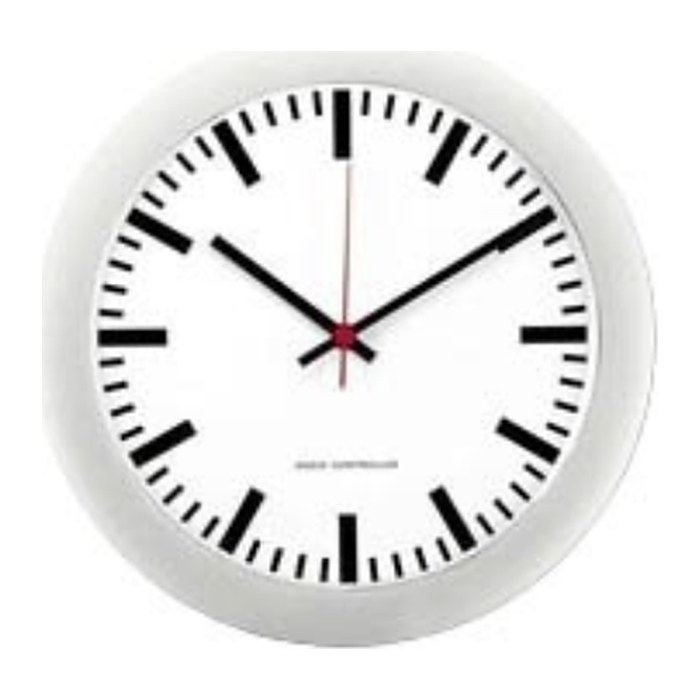 PEWETA Funkwanduhr Bahnhof weiß silber Kunststoff, Ø 30,0 cm
